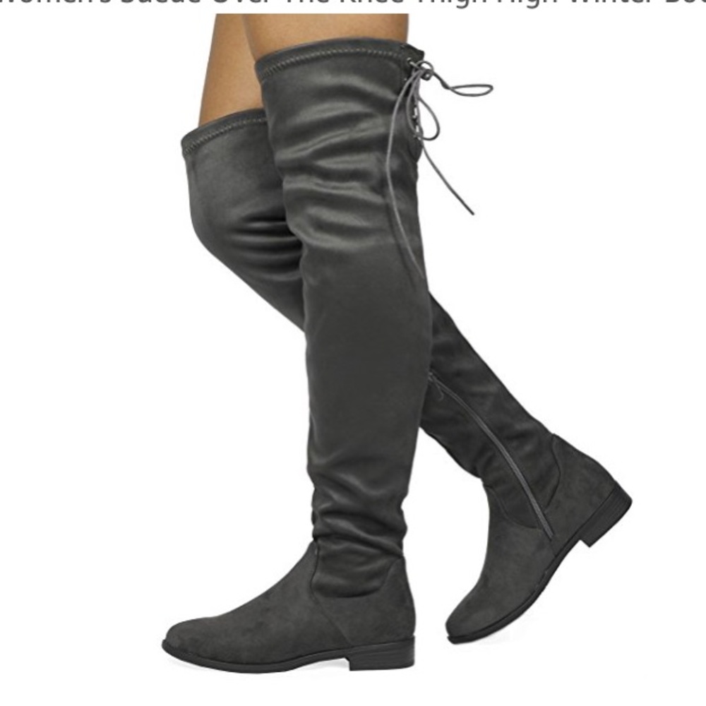 Thigh High Dark Grey Suede Boots size 7